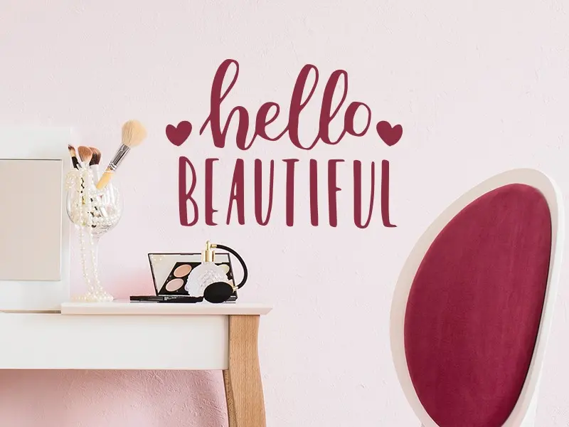 Sticker mural Autres Textes Hello Beautiful résultat en situation Sticker Hello Beautiful