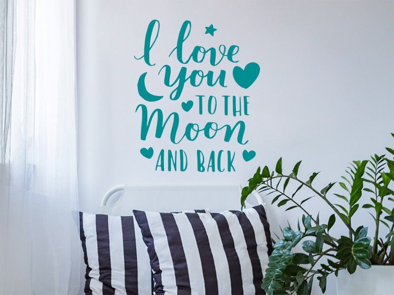 Sticker mural Love You To The Moon résultat en situation