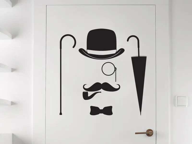 Sticker mural Stickers WC & Salle de bain Gentleman résultat en situation Sticker Gentleman