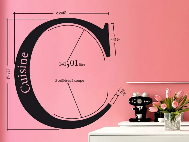 Sticker mural Stickers Cozinha C de Cozinha résultat en situation gros plan Sticker C de Cozinha