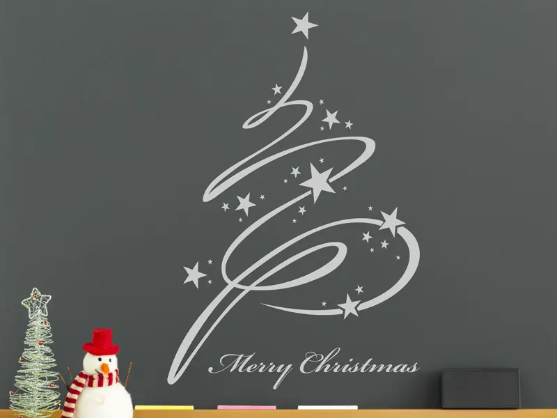 Sticker mural Noël Sapin de Noël Magique résultat en situation gros plan Sticker Sapin de Noël Magique