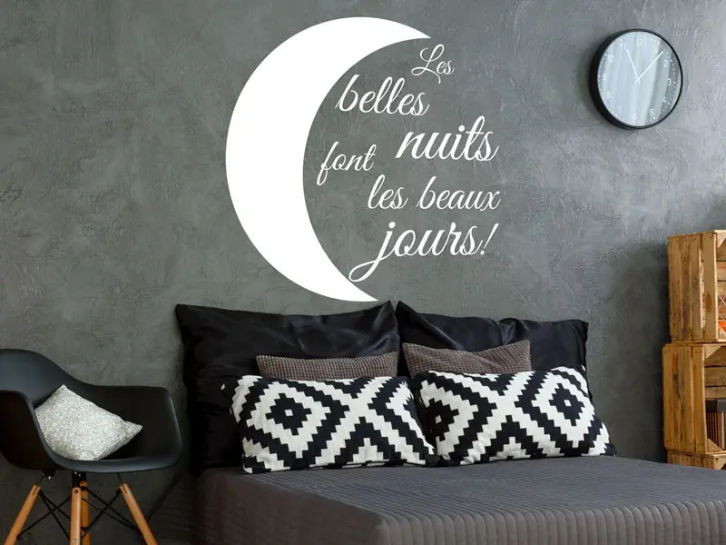 Sticker mural Citações de Amor Les belles nuits font les beaux jours résultat en situation Sticker Les belles nuits font les beaux jours