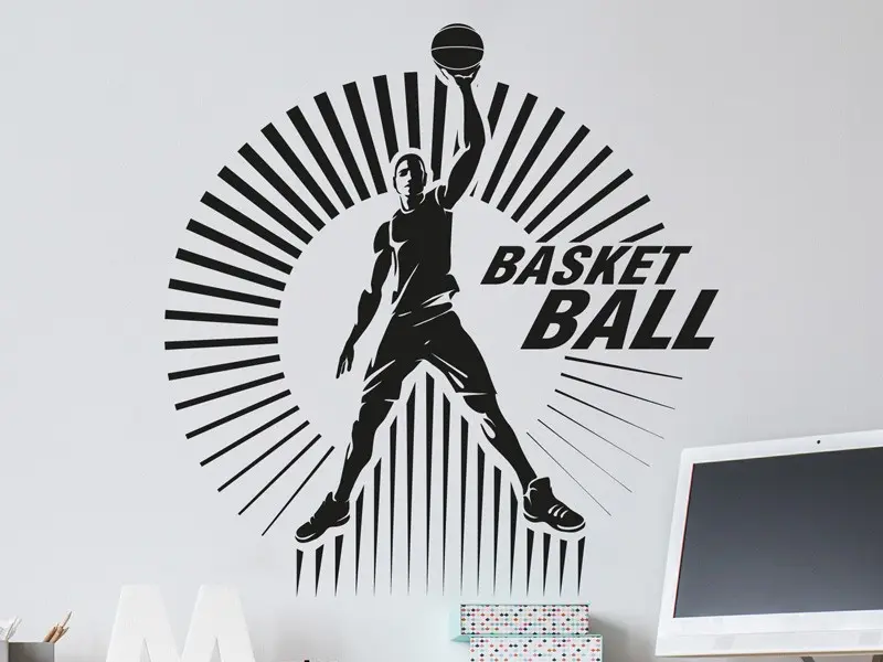 Sticker mural Autres Sports Basket Ball Joueur résultat en situation gros plan Sticker Basket Ball Joueur