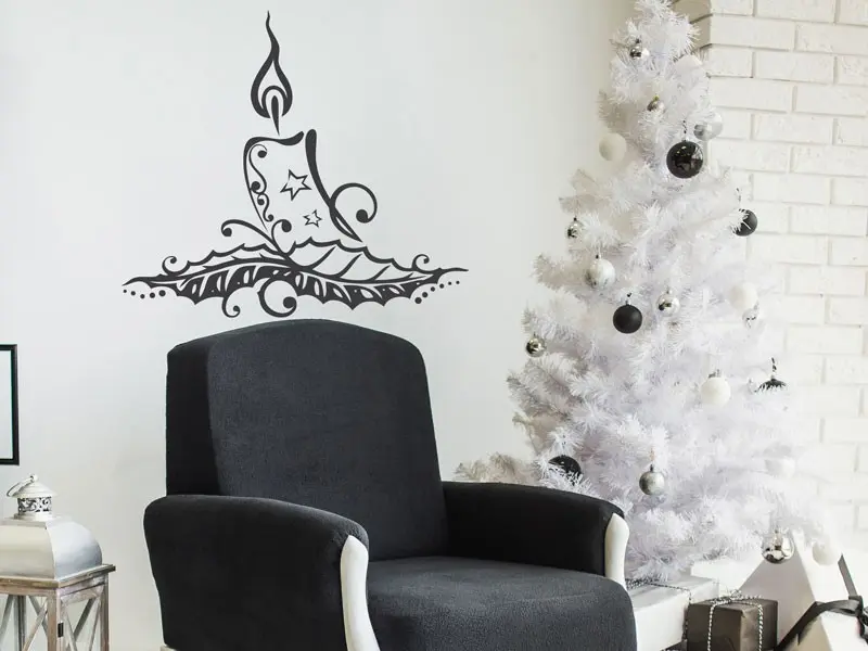 Sticker mural Noël Bougie de Noël résultat en situation Sticker Bougie de Noël