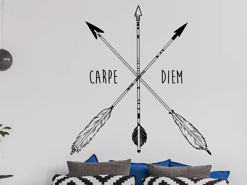 Sticker mural Prénoms Flêches Boho Personnalisé résultat en situation gros plan Sticker Flêches Boho Personnalisé