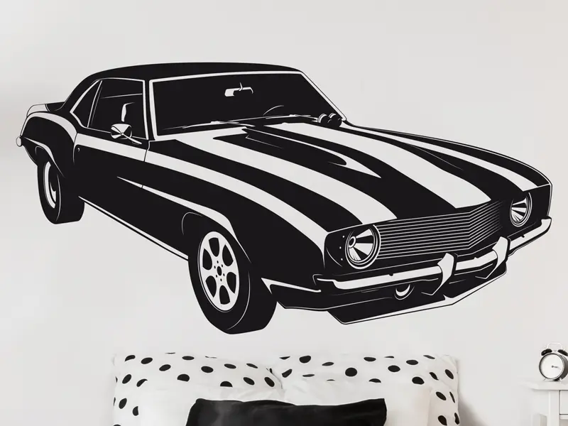 Sticker mural Auto & Moto Voiture Mustang 2 résultat en situation gros plan Sticker Voiture Mustang 2