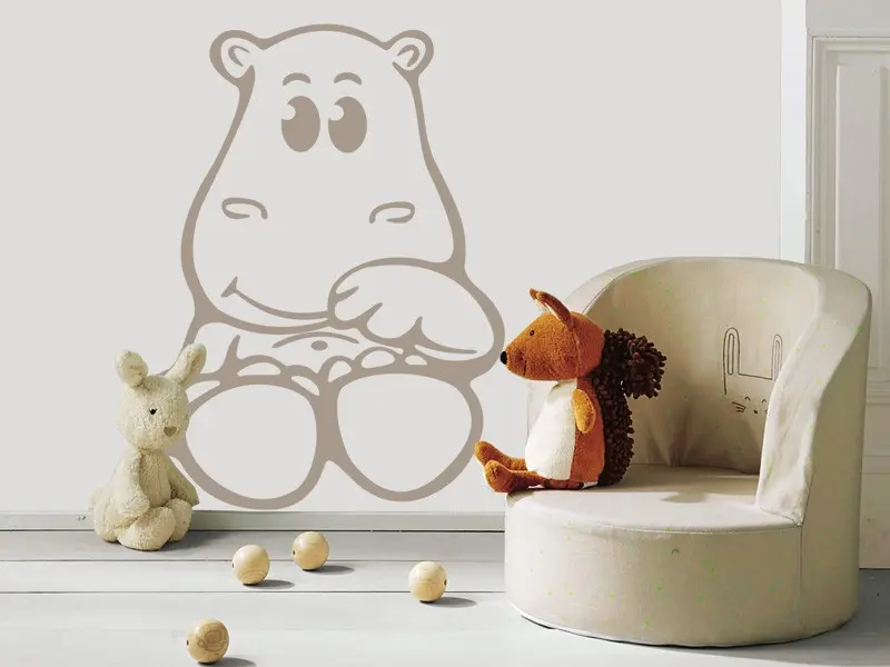 Sticker mural Animaux Hippopotame résultat en situation Sticker Hippopotame