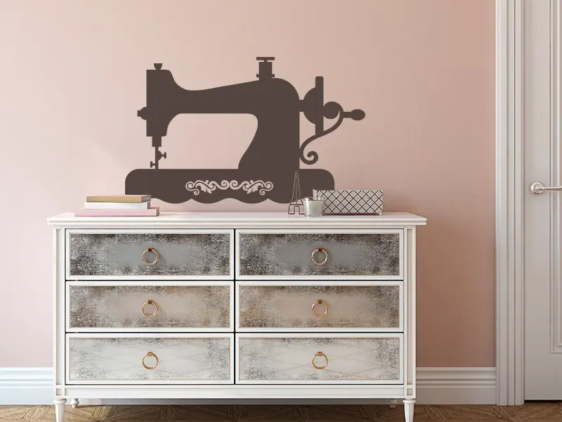 Sticker mural Stickers Mobiliers Machine à Coudre résultat en situation Sticker Machine à Coudre