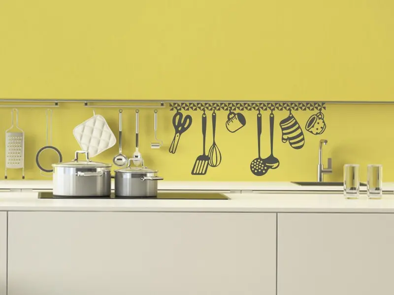 Sticker mural Chef - Ustensiles Ustensiles résultat en situation Sticker Ustensiles