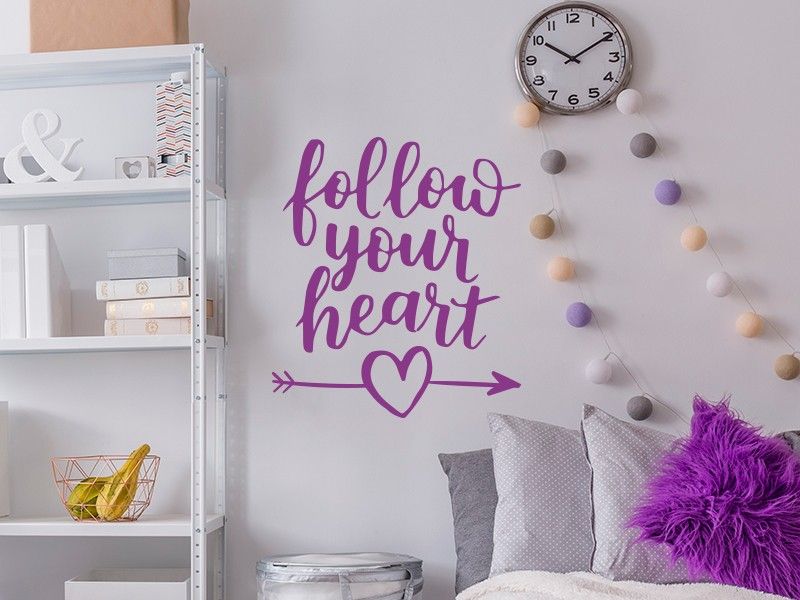 Sticker mural Text Follow Your Heart résultat en situation