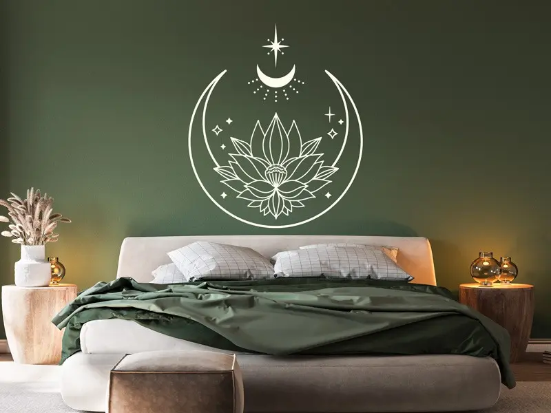 Sticker mural Croissant de lune Lotus céleste résultat en situation