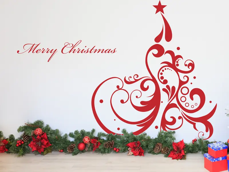 Sticker mural Noël Sapin de Noël Luxe résultat en situation Sticker Sapin de Noël Luxe