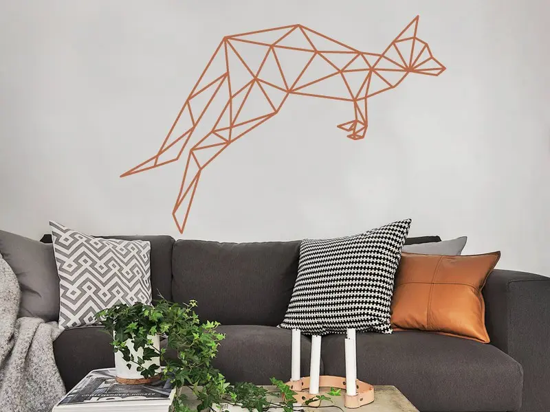 Sticker mural Origami - Géométrie Kangourou Geometrique résultat en situation Sticker Kangourou Geometrique