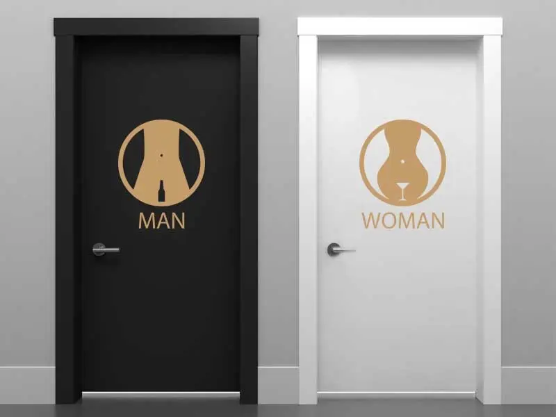 Sticker mural WC Man & Women Bar résultat en situation