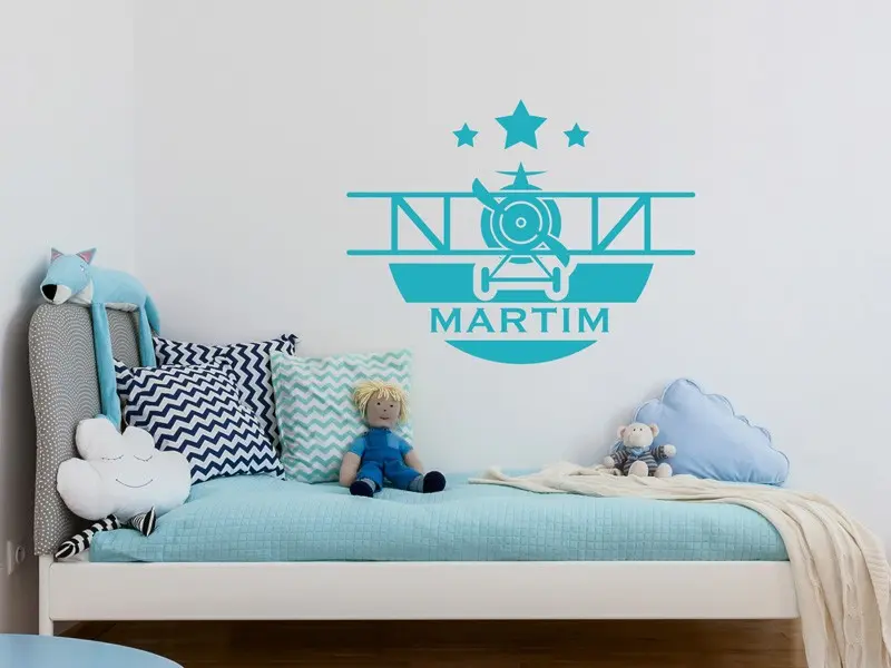 Sticker mural Avions & Bateaux Avion à moteur personnalisable 2 résultat en situation Sticker Avion à moteur personnalisable 2