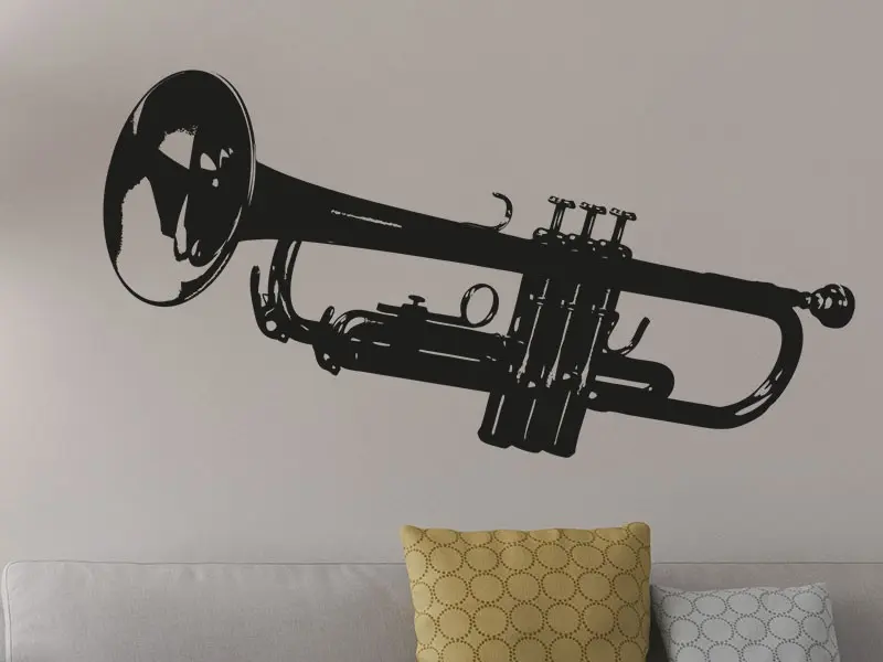 Sticker mural Instruments Trompette résultat en situation gros plan Sticker Trompette