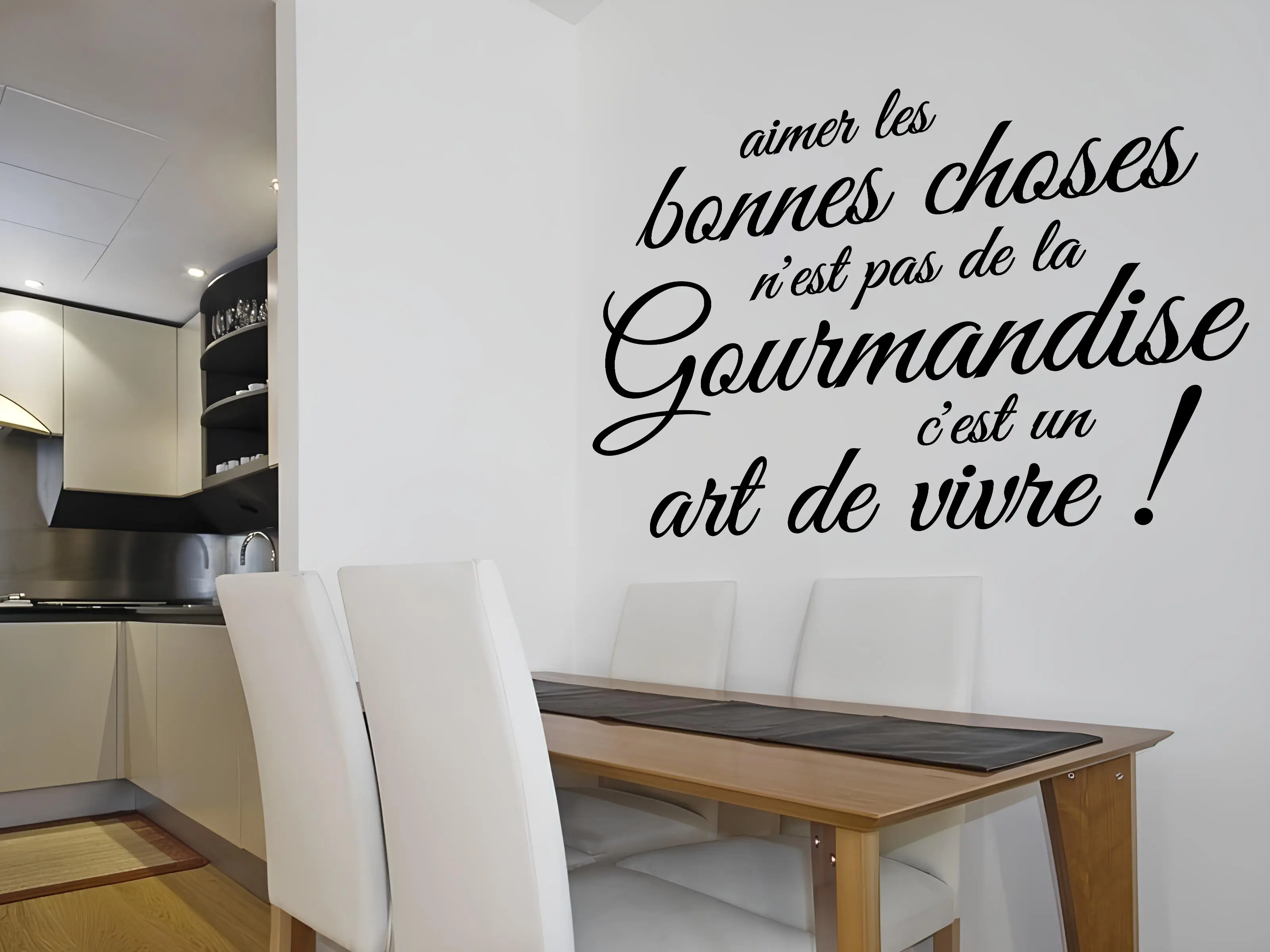 Sticker mural Texte Cuisine Gourmandise résultat en situation