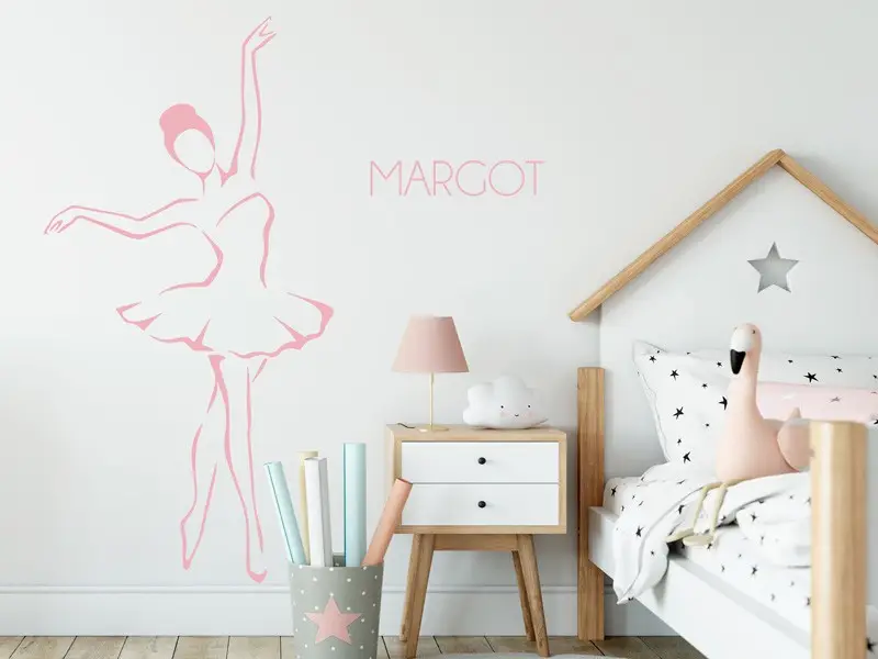 Autocolante de parede Bailarina com texto personalizável Autocolante de parede Bailarina com texto personalizável