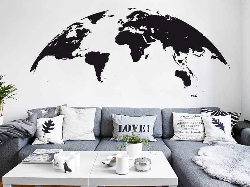 Sticker mural Mappemonde Globe résultat en situation