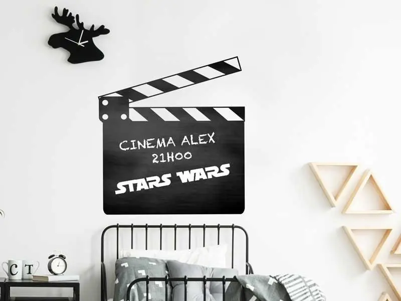 Sticker mural Stickers Ardoises Ardoise Clap Cinéma résultat en situation Sticker Ardoise Clap Cinéma