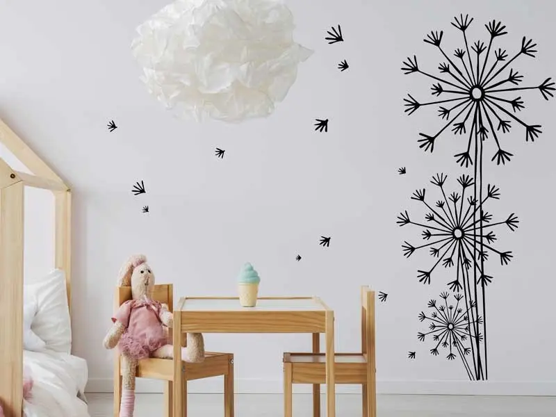 Sticker mural Stickers muraux fleurs Fleurs Pissenlit 5 résultat en situation gros plan Sticker Fleurs Pissenlit 5