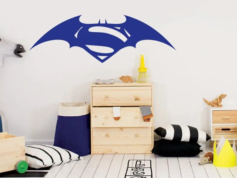 Sticker mural Chevaliers / Cowboys / Héros Batman Vs Superman résultat en situation Sticker Batman Vs Superman