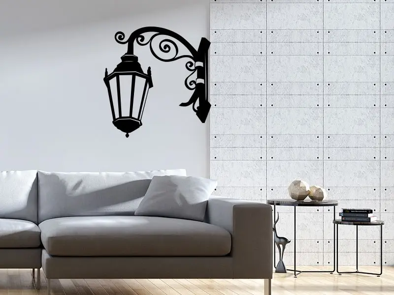Sticker mural Vintage - Urbain Lampadaire mural Baroque résultat en situation Sticker Lampadaire mural Baroque