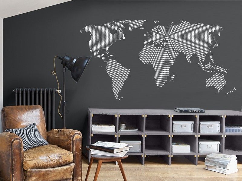 Autocolante de parede Mapa do mundo Radial Ilusão