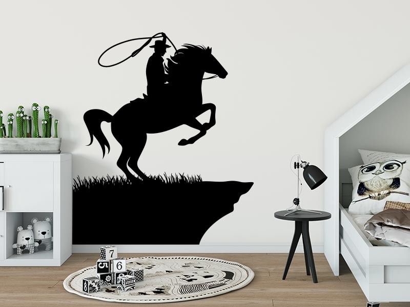 Sticker mural Cowboy Falaise résultat en situation