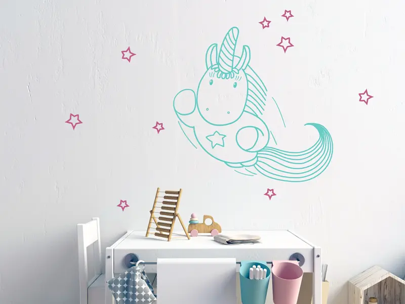 Sticker mural Licorne Power résultat en situation