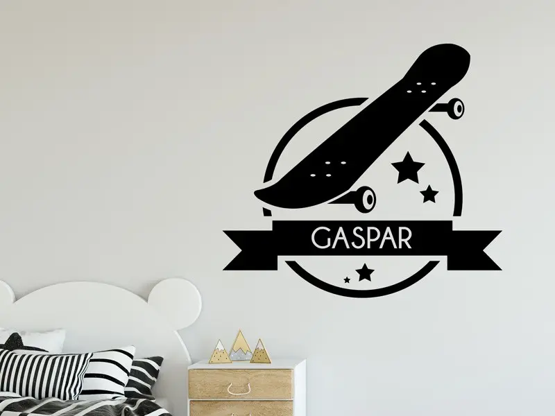 Sticker mural Skate & Ride Skate avec texte personnalisé résultat en situation Sticker Skate avec texte personnalisé