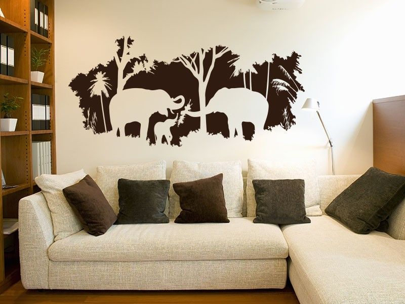 Autocolante de parede Paisagem Africa Elefantes