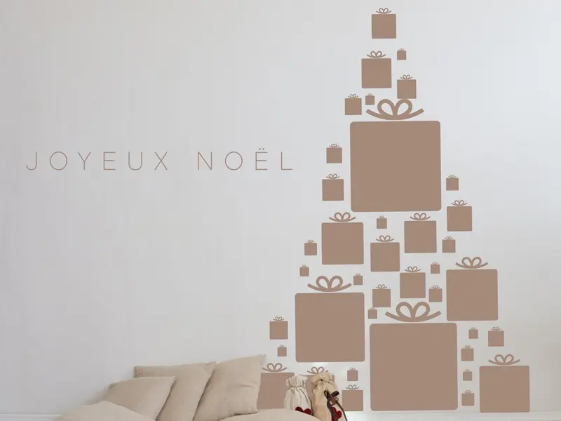 Sticker mural Noël Sapin de Noël Cadeaux 3 résultat en situation gros plan Sticker Sapin de Noël Cadeaux 3