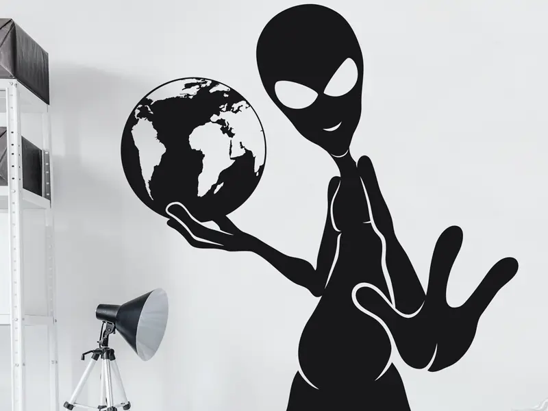 Autocolante Alien Extraterrestre résultat en situation gros plan Autocolante Alien Extraterrestre