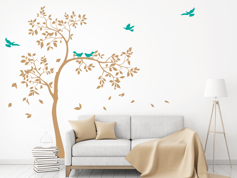 Sticker mural Arbre Oiseaux 4 résultat en situation