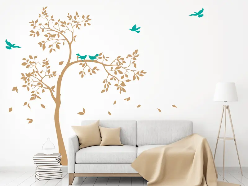 Sticker mural Stickers Arbres Arbre Oiseaux 4 résultat en situation Sticker Arbre Oiseaux 4
