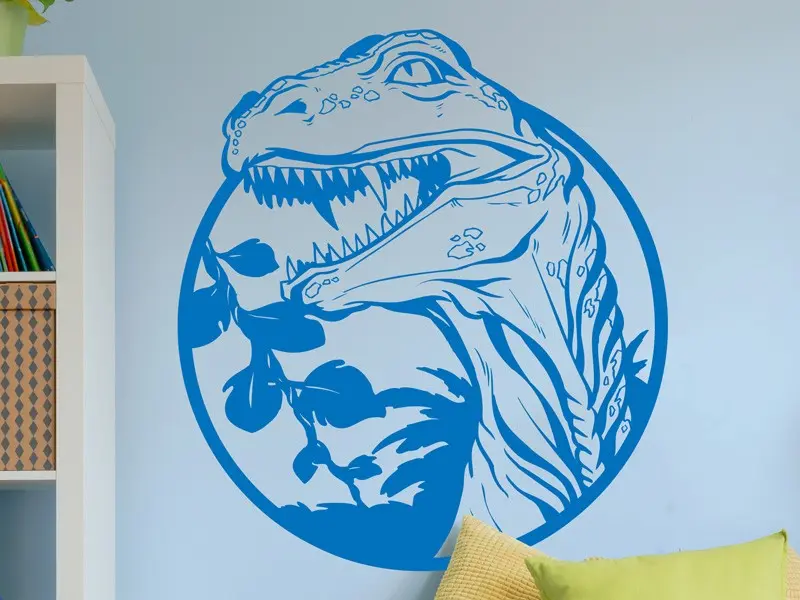 Sticker mural Dinosaures Tête Dinosaure résultat en situation gros plan Sticker Tête Dinosaure