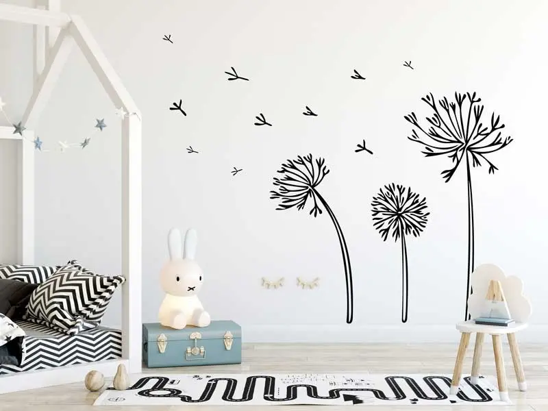 Sticker mural Stickers muraux fleurs Fleurs Pissenlit 3 résultat en situation Sticker Fleurs Pissenlit 3