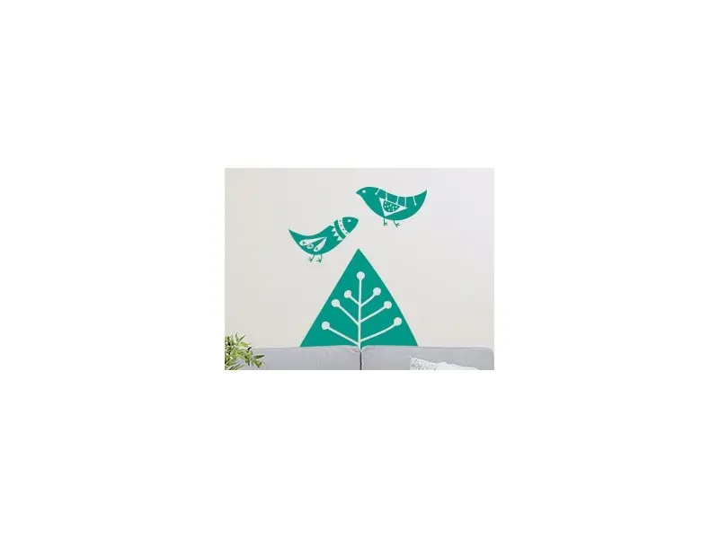 Sticker mural Stickers muraux fleurs Arbre et Oiseaux Abstraits résultat en situation gros plan Sticker Arbre et Oiseaux Abstraits