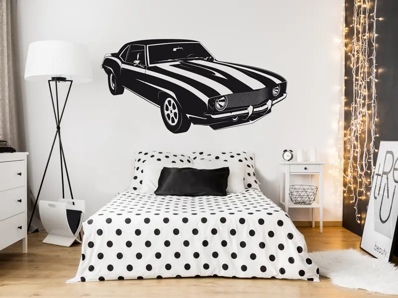 Sticker mural Auto & Moto Voiture Mustang 2 résultat en situation Sticker Voiture Mustang 2