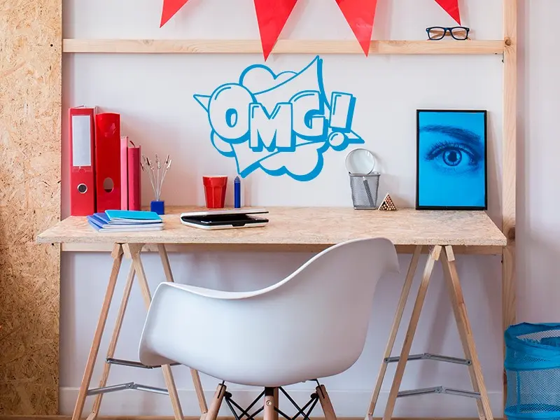Sticker mural Pop Art BD OMG! résultat en situation