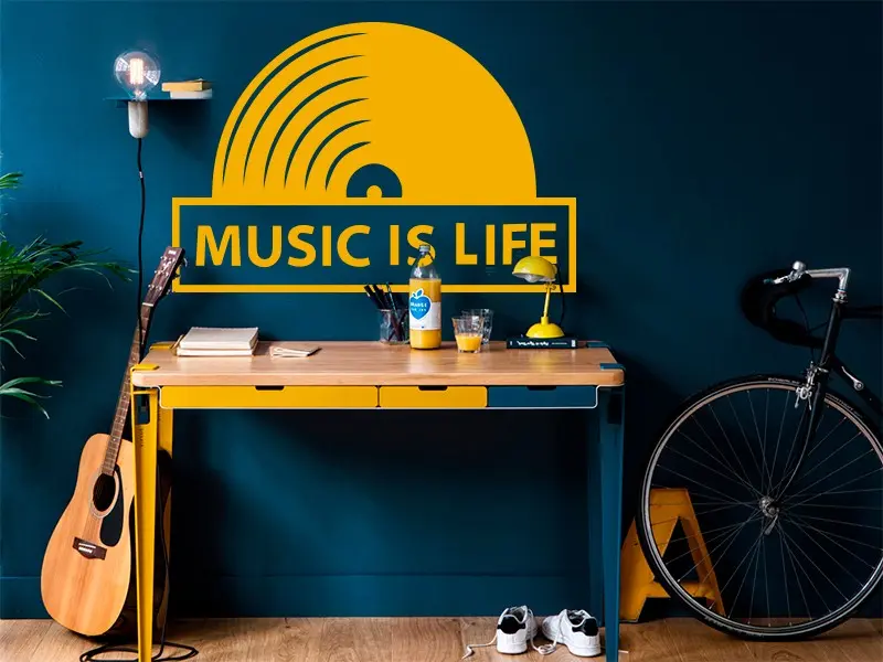 Sticker mural Disco & Pop Music is Life résultat en situation Sticker Music is Life