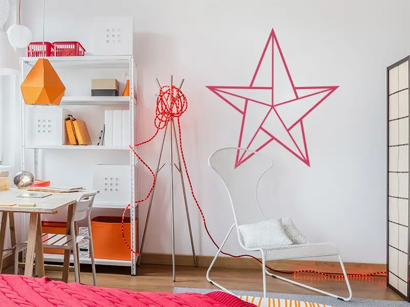 Sticker mural Origami - Géométrie Etoile Géometrique résultat en situation Sticker Etoile Géometrique