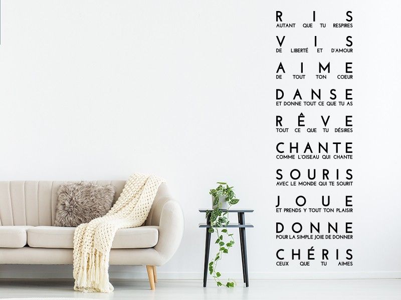Autocolante de parede Citation Ris, Vis, Aime...