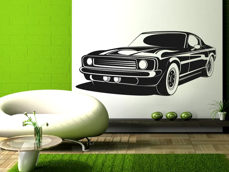 Sticker mural Auto & Moto Voiture Mustang résultat en situation Sticker Voiture Mustang