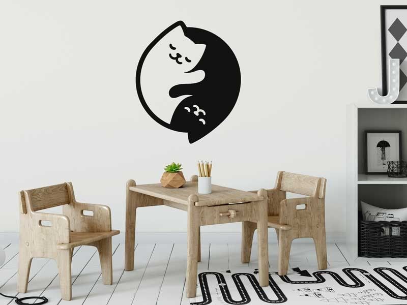 Sticker mural Yin-Yang Chat résultat en situation