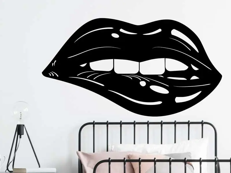 Sticker mural Pop Art Bouche 2 résultat en situation gros plan Sticker Bouche 2