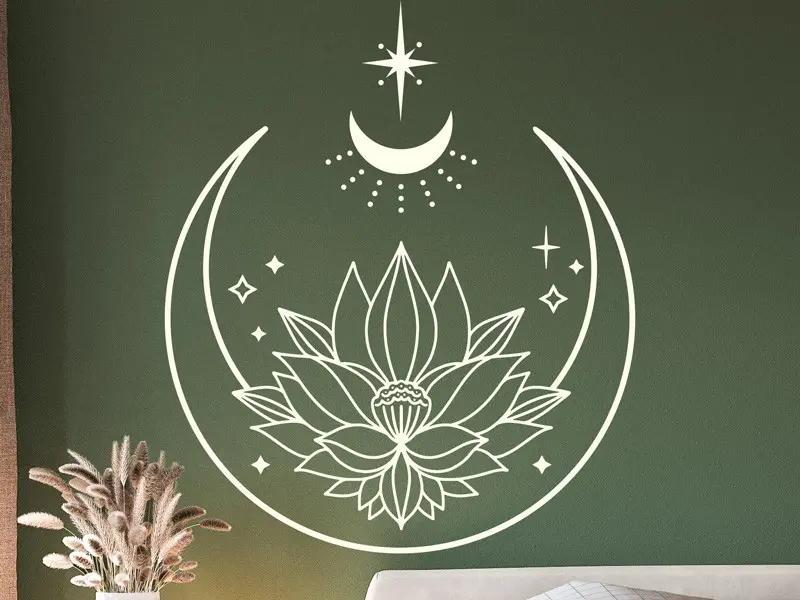 Sticker Croissant de lune Lotus céleste