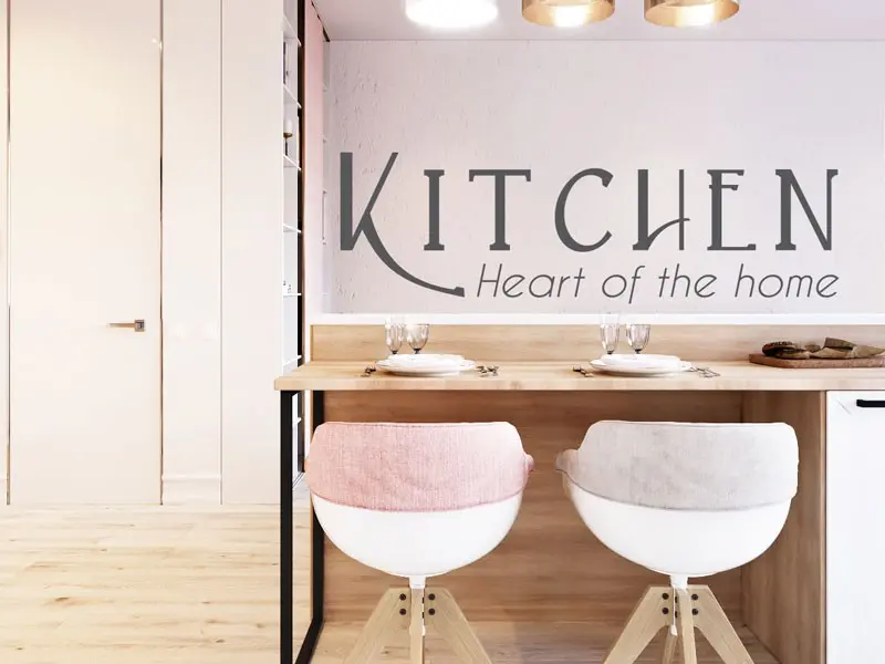 Sticker mural Textes & Recettes Kitchen Heart of the home résultat en situation Sticker Kitchen Heart of the home