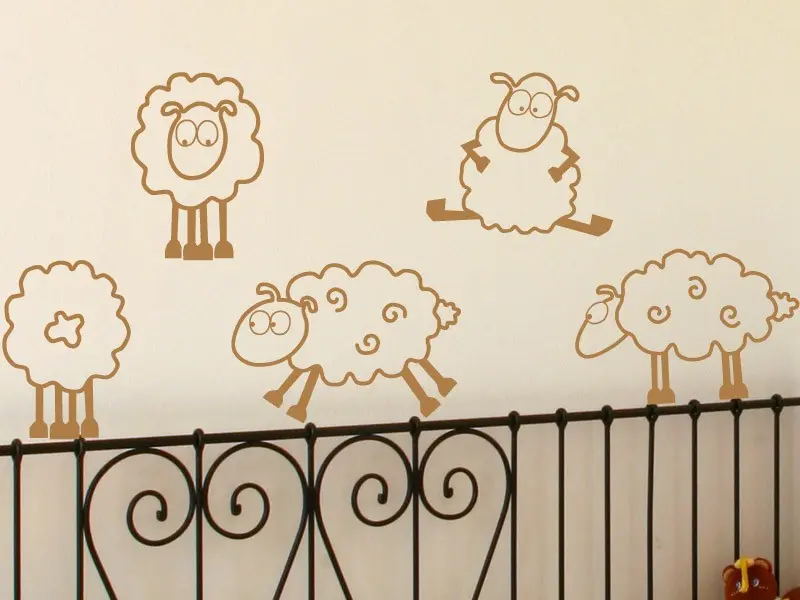 Sticker mural Animaux Pack Moutons résultat en situation gros plan Sticker Pack Moutons
